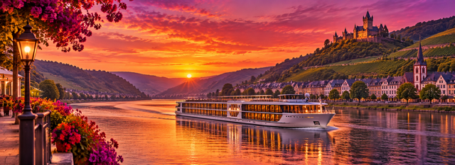 River cruising through a scenic European landscape